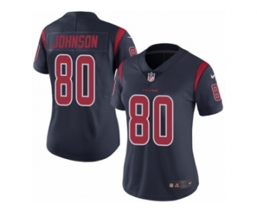 Women's Nike Houston Texans #80 Andre Johnson Limited Navy Blue Rush NFL Jersey