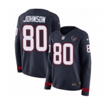 Women's Nike Houston Texans #80 Andre Johnson Limited Navy Blue Therma Long Sleeve NFL Jersey