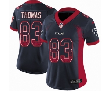 Women's Nike Houston Texans #83 Jordan Thomas Limited Navy Blue Rush Drift Fashion NFL Jersey