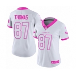 Women's Nike Houston Texans #87 Demaryius Thomas Limited White Pink Rush Fashion NFL Jersey