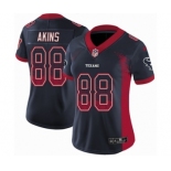 Women's Nike Houston Texans #88 Jordan Akins Limited Navy Blue Rush Drift Fashion NFL Jersey