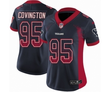 Women's Nike Houston Texans #95 Christian Covington Limited Navy Blue Rush Drift Fashion NFL Jersey