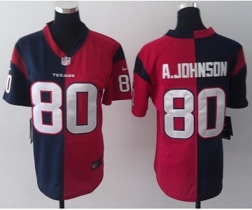 nike women nfl jerseys houston texans #80 a.johnson blue-red[Elite split]