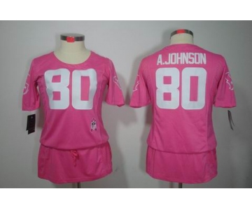 nike women nfl jerseys houston texans #80 a.johnson pink[breast cancer awareness]