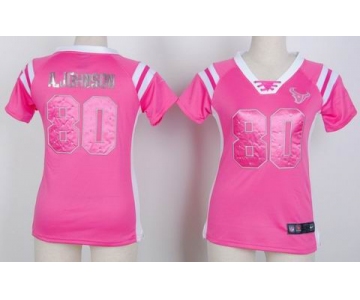 nike women nfl jerseys houston texans #80 a.johnson pink[fashion Rhinestone sequins]