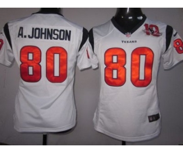 nike women nfl jerseys houston texans #80 a.johnson white[10th patch][nike]