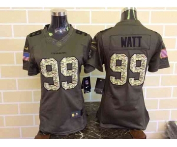 nike women nfl jerseys houston texans #99 watt army green[nike Limited Salute To Service]