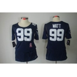 nike women nfl jerseys houston texans #99 watt blue[breast cancer awareness]