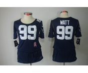 nike women nfl jerseys houston texans #99 watt blue[breast cancer awareness]