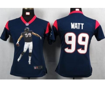 nike women nfl jerseys houston texans #99 watt blue[portrait fashion]