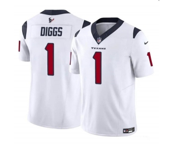 Youth Houston Texans #1 Stefon Diggs White 2024 F.U.S.E Vapor Untouchable Limited Stitched Football Jersey