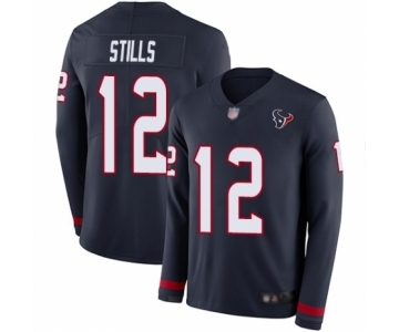 Youth Houston Texans #12 Kenny Stills Limited Navy Blue Therma Long Sleeve Football Jersey