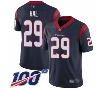 Youth Houston Texans #29 Andre Hal Navy Blue Team Color Vapor Untouchable Limited Player 100th Season Football Jersey