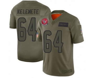 Youth Houston Texans #64 Senio Kelemete Limited Camo 2019 Salute to Service Football Jersey