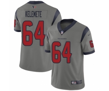 Youth Houston Texans #64 Senio Kelemete Limited Gray Inverted Legend Football Jersey