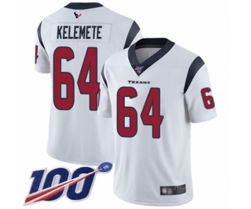 Youth Houston Texans #64 Senio Kelemete White Vapor Untouchable Limited Player 100th Season Football Jersey