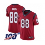 Youth Houston Texans #88 Jordan Akins Red Alternate Vapor Untouchable Limited Player 100th Season Football Jersey