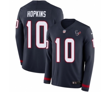 Youth Nike Houston Texans #10 DeAndre Hopkins Limited Navy Blue Therma Long Sleeve NFL Jersey