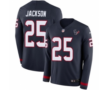 Youth Nike Houston Texans #25 Kareem Jackson Limited Navy Blue Therma Long Sleeve NFL Jersey