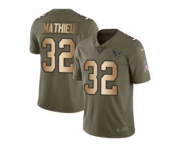 Youth Nike Houston Texans #32 Tyrann Mathieu Olive Gold Stitched NFL Limited 2017 Salute to Service Jersey