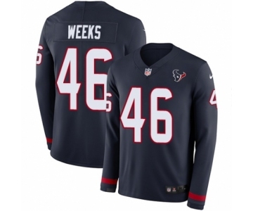 Youth Nike Houston Texans #46 Jon Weeks Limited Navy Blue Therma Long Sleeve NFL Jersey