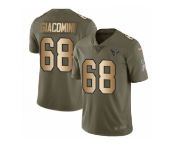 Youth Nike Houston Texans #68 Breno Giacomini Limited Olive Gold 2017 Salute to Service NFL Jersey