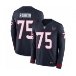 Youth Nike Houston Texans #75 Martinas Rankin Limited Navy Blue Therma Long Sleeve NFL Jersey