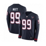 Youth Nike Houston Texans #99 J.J. Watt Limited Navy Blue Therma Long Sleeve NFL Jersey