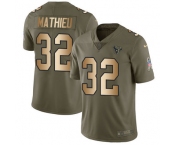 Youth Texans #32 Tyrann Mathieu Olive Gold Stitched NFL Limited 2017 Salute to Service Jersey