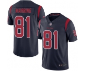 Youth Texans #81 Kahale Warring Navy Blue Stitched Football Limited Rush Jersey