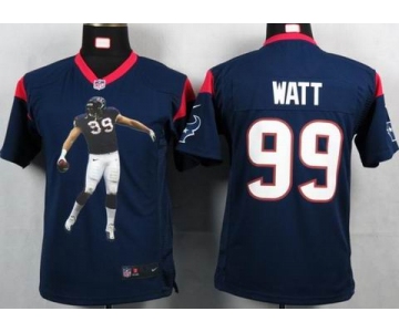 nike youth nfl jerseys houston texans #99 watt blue[portrait fashion]