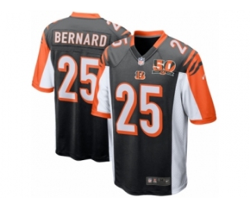 Men's Cincinnati Bengals #25 Giovani Bernard Nike Black 50th Anniversary Patch Game Jersey