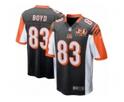 Men's Cincinnati Bengals #83 Tyler Boyd Nike Black 50th Anniversary Patch Game Jersey