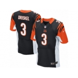 Men's Nike Cincinnati Bengals #3 Jeff Driskel Elite Black Team Color NFL Jersey