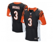 Men's Nike Cincinnati Bengals #3 Jeff Driskel Elite Black Team Color NFL Jersey