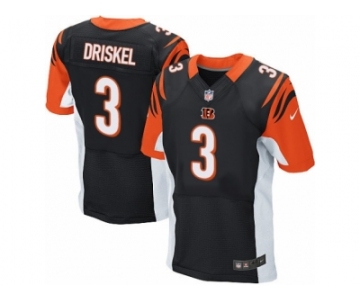 Men's Nike Cincinnati Bengals #3 Jeff Driskel Elite Black Team Color NFL Jersey