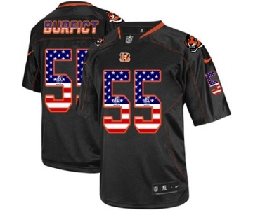 Men's Nike Cincinnati Bengals #55 Vontaze Burfict Elite Black USA Flag Fashion NFL Jersey