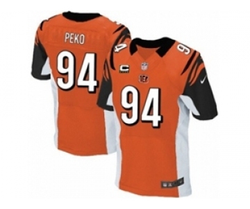 Men's Nike Cincinnati Bengals #94 Domata Peko Elite Orange Alternate C Patch NFL Jersey