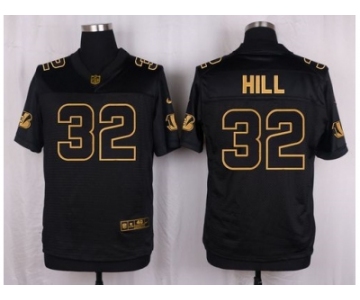 Nike Cincinnati Bengals #32 Jeremy Hill Black Pro Line Gold Collection Jersey[Elite]