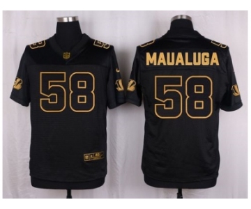 Nike Cincinnati Bengals #58 Rey Maualuga Black Pro Line Gold Collection Jersey[Elite]