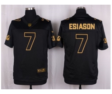 nike Cincinnati Bengals #7 Boomer Esiason Black Pro Line Gold Collection Jersey[Elite]