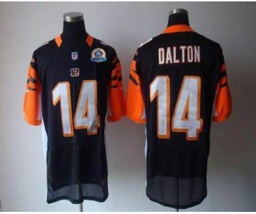 nike nfl jerseys cincinnati bengals #14 dalton black[Elite 50th Patch]