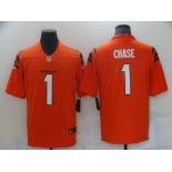 Cincinnati Bengals #1 Chase Orange Color 2021 NFL Draft Vapor Limited Jersey