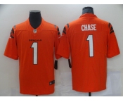 Cincinnati Bengals #1 Chase Orange Color 2021 NFL Draft Vapor Limited Jersey