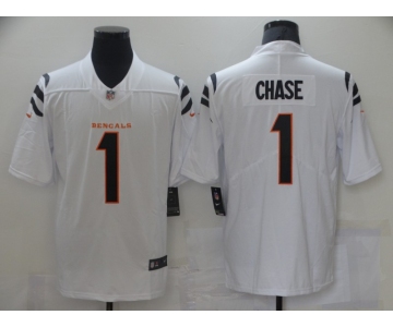 Cincinnati Bengals #1 Chase White Color 2021 NFL Draft Vapor Limited Jersey