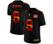 Cincinnati Bengals #9 Joe Burrow Men's Black Nike Red Orange Stripe Vapor Limited NFL Jersey