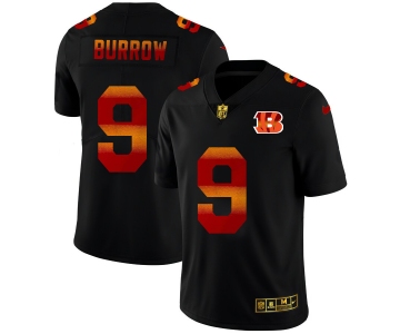 Cincinnati Bengals #9 Joe Burrow Men's Black Nike Red Orange Stripe Vapor Limited NFL Jersey