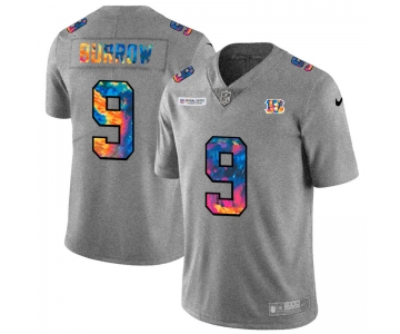 Cincinnati Bengals #9 Joe Burrow Men's Nike Multi-Color 2020 NFL Crucial Catch NFL Jersey Greyheather