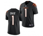 Men Cincinnati Bengals #1 Ja'Marr Chase Black Vapor Untouchable Limited Stitched Jersey