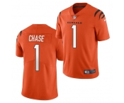 Men Cincinnati Bengals #1 Ja'Marr Chase Orange Vapor Untouchable Limited Stitched Jersey